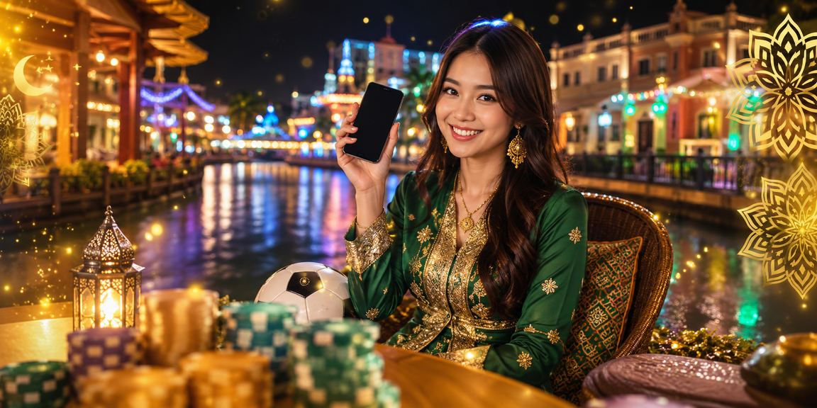 Pertaruhan bola sepak dalam suasana meraikan Hari Raya dengan tema Malaysia
